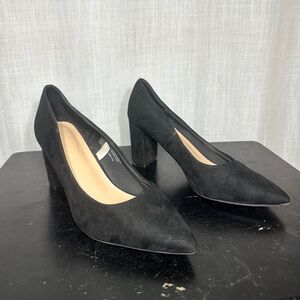 A new day black suede pumps
